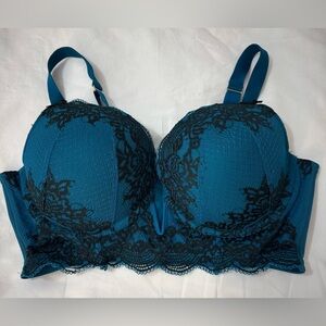 Cacique Boost Plunge Blue Lace Bra Size 38DD
